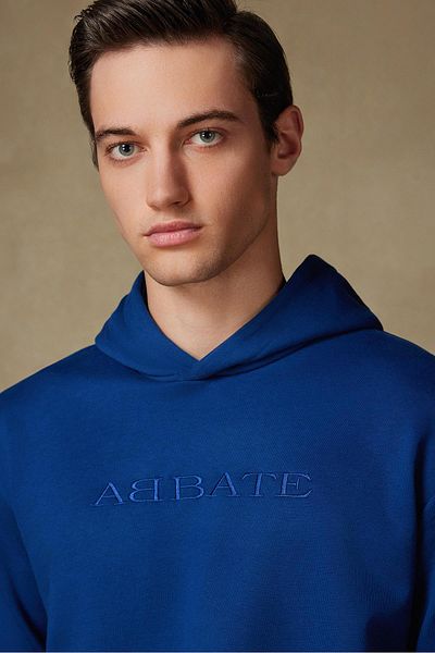 Abbate Hoodie Knitted Fabric Cotton Comfort Fit Saks Crew Neck Men's Embroidered Hoodie
