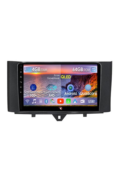 navi-it Navigatie dedicata Smart Fortwo 2011-2015, 4GB RAM 64GB ROM, Quad Core, Display 9" QLED 1K, Carplay,