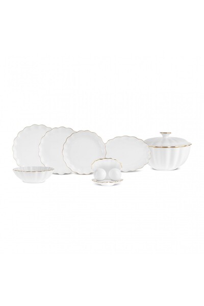 Karaca Fine Pearl Extra Shell 55-teiliges 12-Personen Geschirrset Gold
