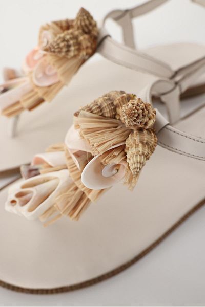 5in1Canpolat Beige Seashell Leather Sandals 244