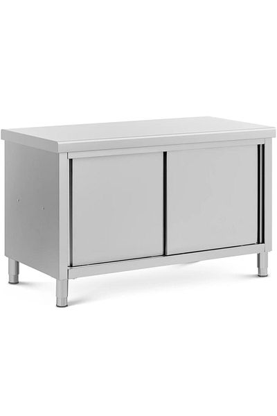 Royal Catering Stół blat roboczy centralny z szafką przelotową STAL 140 x 70 cm