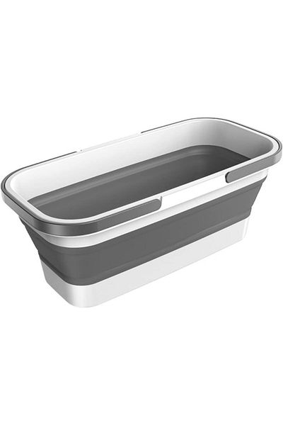 awwaline Foldable Multi-Functional Plastic Basin, awwaline, White/Grey, 10 Liters