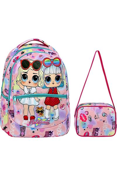 Çanta Limanı California Girls Pink Primary School Backpack + Lunchbox (2318)