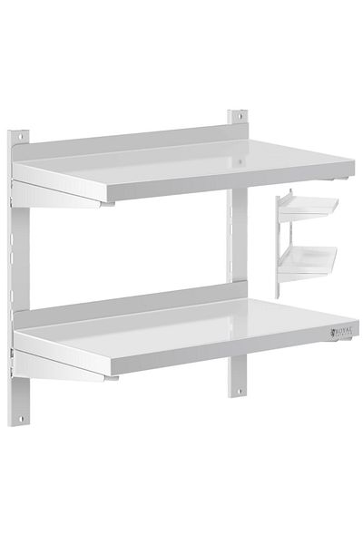 Royal Catering Raft dublu reglabil pentru catering, suspendat pe perete, din OȚEL, 60 x 30 cm