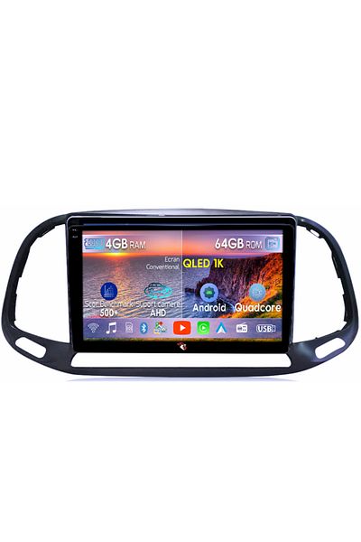 navi-it Navigatie dedicata Fiat Doblo 2015, 4GB RAM 64GB ROM, Octacore, Android 14, Display QLED 1K 9", Carp