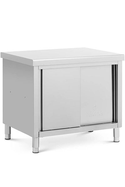 Royal Catering Stół blat roboczy centralny z szafką przelotową STAL 100 x 70 cm