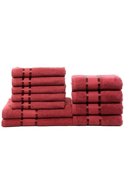OEM Set 11 Bath Towels, Cotton, 400g/m², 30x50cm/50x90cm/70x135cm, Burgundy
