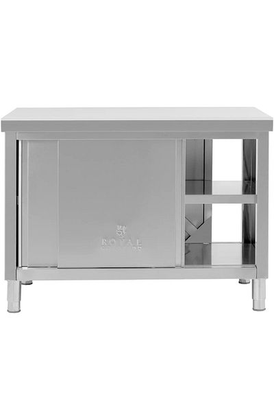 Royal Catering Stół blat roboczy centralny z szafką przelotową STAL 120 x 70 cm