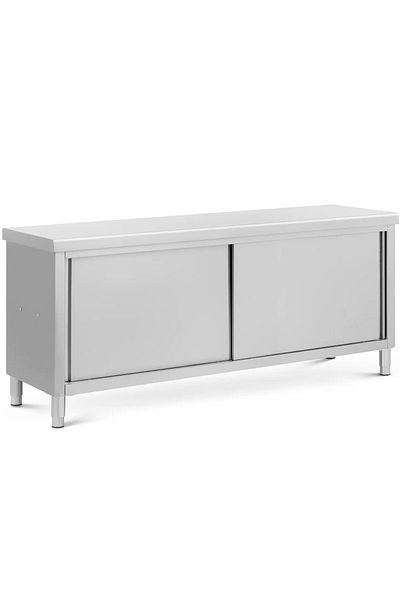 Royal Catering Stół blat roboczy centralny z szafką przelotową STAL 200 x 60 cm