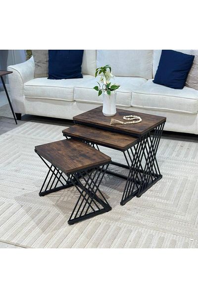 l'elefante Epic Triple Nesting Coffee Table Set with Sleek Storage Magic, Ultimate Luxe Living Room Furniture