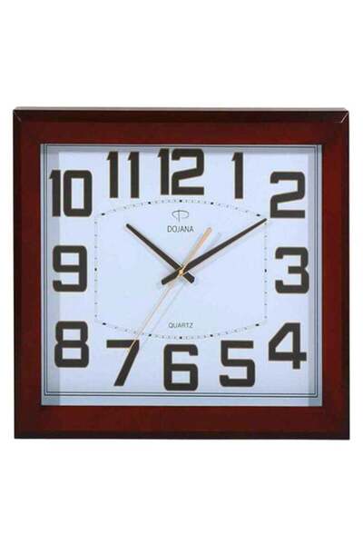 dojana ساعة حائط مربعة الشكل باللون الأبيض/البني