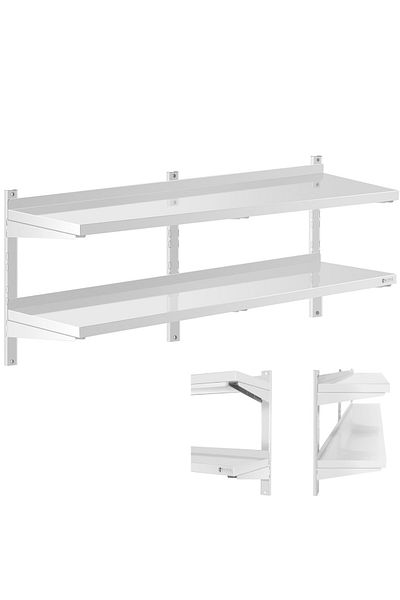 Royal Catering Raft dublu reglabil pentru catering, suspendat pe perete, din OȚEL, 140 x 40 cm