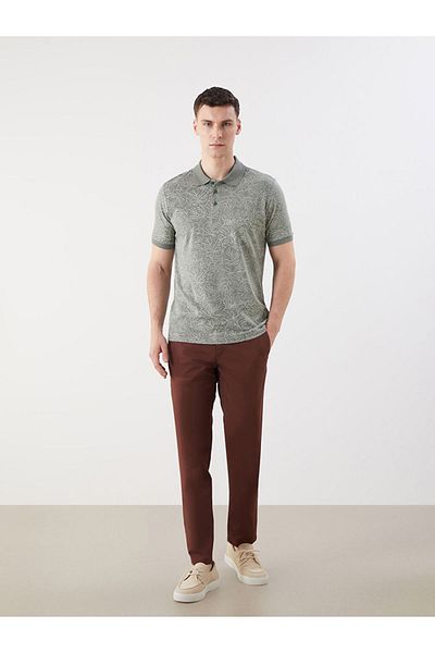 LC Waikiki New Season Polo Collar Patterned Combed Cotton Men's T-Shirt - S5Jg02Z8