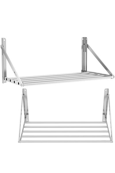Royal Catering Raft de perete suspendat din oțel inoxidabil, pliabil, 80 x 45 cm