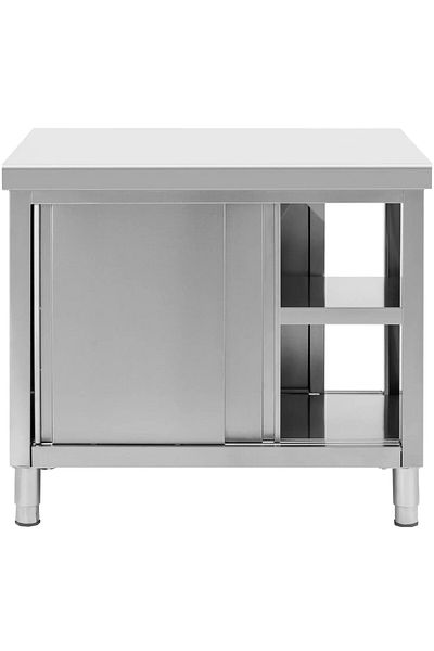 Royal Catering Stół blat roboczy centralny z szafką przelotową STAL 100 x 70 cm