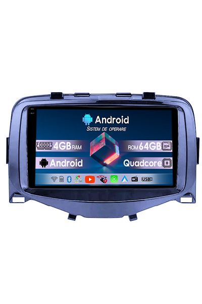 navi-it Navigatie dedicata Toyota Aygo 2016, 4GB RAM 64GB ROM, Quad Core, Display 9" QLED 1K, Carplay, Andro