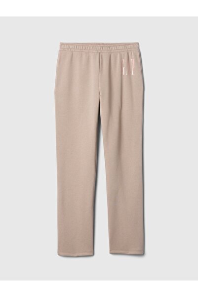 GAP Kadın Bej Logo Bootcut Pull-On Fleece Eşofman Altı