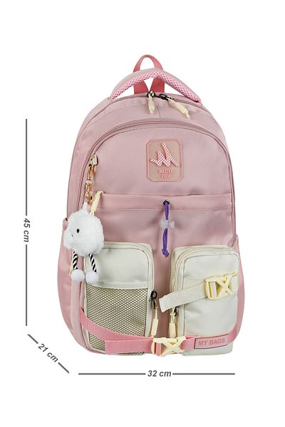 Alanç Gift Kawaii Korean Style Backpack with Back Support Waterproof Junior High and High School School Backpack with Plush Accessories