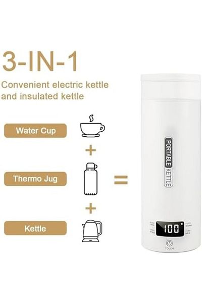 Generic Portable Electric Kettle 450ML - Mini Hot Water Boiler Kettle with 4 Temperature Settings