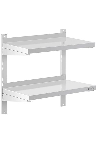 Royal Catering Raft dublu reglabil pentru catering, suspendat pe perete, din OȚEL, 60 x 30 cm