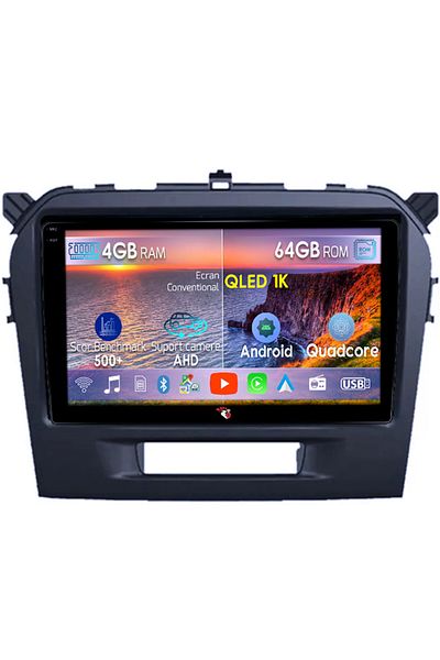 navi-it Navigatie dedicata Suzuki Vitara 2014-2018, 4GB RAM 64GB ROM, Octacore, Android 14, Display QLED 1K