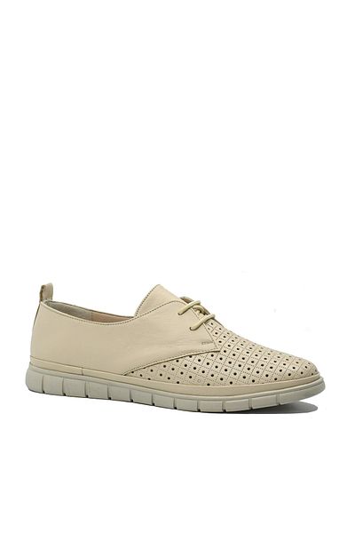 Anna Casual Shoes Viotti, Beige, Leather, Perforated Design