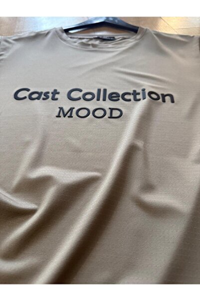 NO 601 Men's Beige Cast Collection Mood Printed Breathable Mesh Fabric Sports Tshirt
