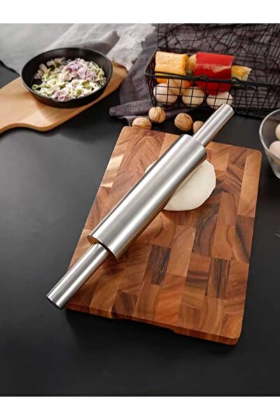 NaviRa Home Stainless Metal Steel Roller Steel Professional Dough Rolling Roller with Ergonomic Handle