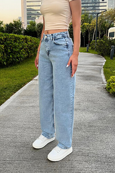 BİKELİFE Women's Street Style Loose Cut Wide Leg Baggy Jeans