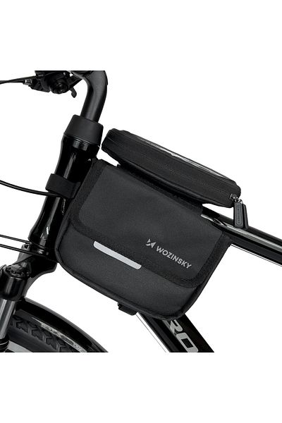 WOZINSKY Torba rowerowa na ramę sakwa na rower wodoodporne etui na telefon 1.5l czarny