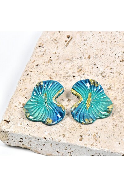 NARRU Handmade earrings, turquoise, blue and gold, uAntheia 1