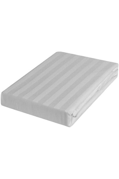 INFINI HOMES White Stripe Fitted Sheet Brushed Hotel Quality 90 GSM Ultra-Soft Wrinkle Resistant - B
