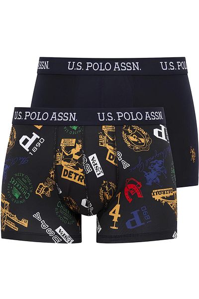 U.S. Polo Assn. Men's 2 Pack Boxer Set - Navy and Color Printed Cotton Underwear
