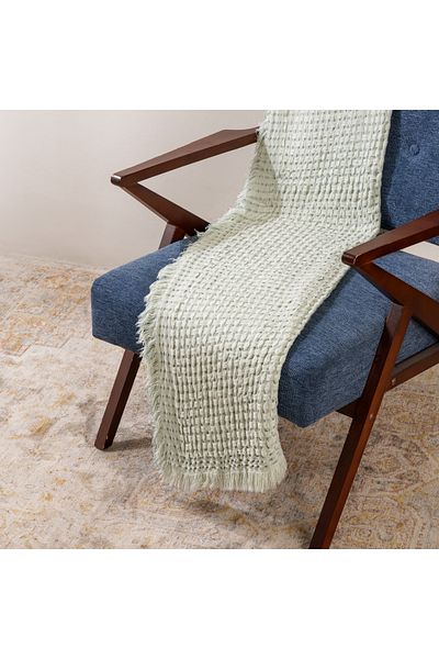 Boutique Blanche Texture woven throw with fringe 130*170cm gray