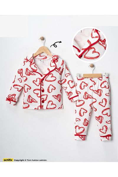 ENİA BABY 100% Cotton Double Breasted Collar Front Buttoned Seasonal Baby Pajama Set
