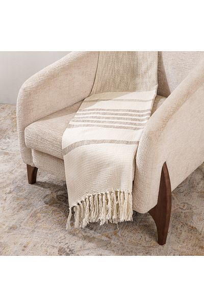 Boutique Blanche بطانية منسوجة 130*170 سم، لون بيج