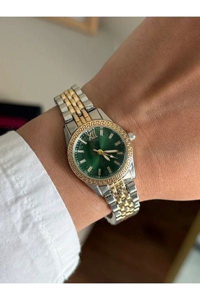 RoseandRoses Vercene Original Model Equivalent Women's Wristwatch Gold-Silver (Green Dial)
