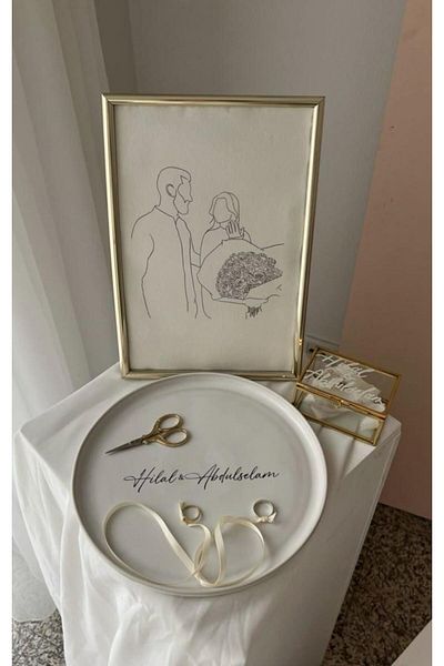 ALMİSH Round Promise, Engagement Tray and Two Ring Holders |   Decorative Plate