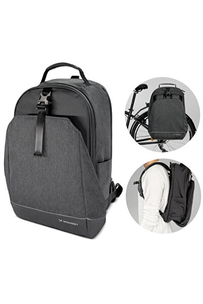 WOZINSKY Geantă de portbagaj pentru bicicletă, rucsac de bicicletă cu cadru, 2 în 1, 30 l, neagră