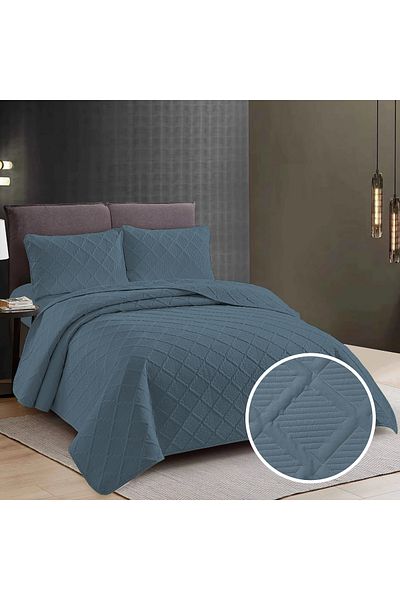 Pucioasa Plain Bedspread + 2 Pillowcases - Anthracite