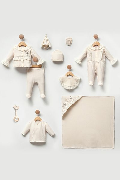 Cassiope Baby Girl Hospital Discharge Set with Ruffles Gift Box 10 Pieces