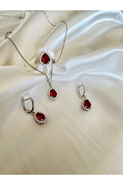 Isorelle Jewelry 925 Ayar Zultanit Damla Taşlı Gümüş Takı Seti Rodyum Kaplama...