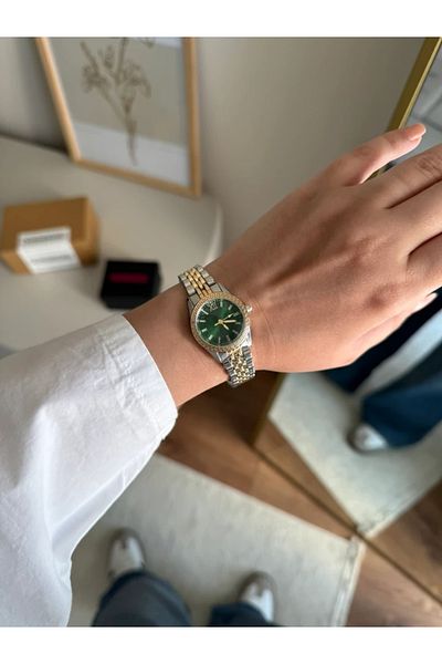 RoseandRoses Vercene Original Model Equivalent Women's Wristwatch Gold-Silver (Green Dial)