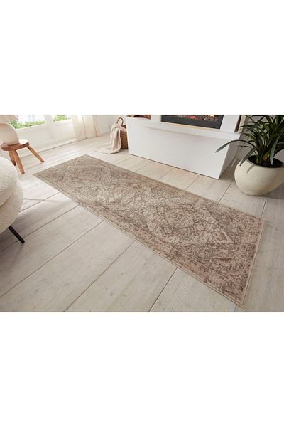 LUNA HOME Covor traversa Sand cu fire scurte model oriental crem 80x200 cm