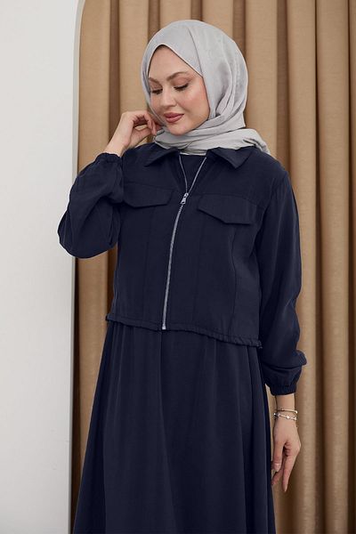 InStyle Rochie cu fermoar cu jachetă Bleumarin închis