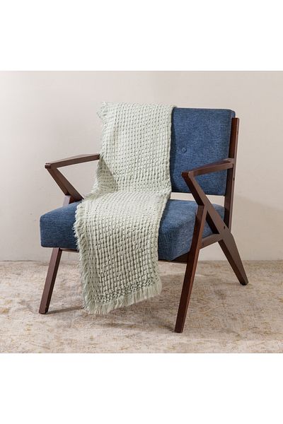 Boutique Blanche Texture woven throw with fringe 130*170cm gray