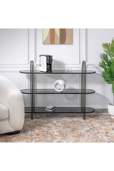 homez طاولة كونسول سوداء بثلاث طبقات 118*32*90 سم