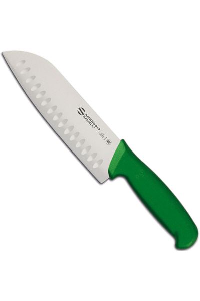 Ambrogio Sanelli Nóż Santoku ze szlifem kulowym SUPRA COLORE HACCP 180/310 mm - zielony