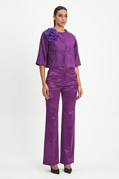 SERPİL Kadın Parlak Düz Kesim Cepli Pantolon - Şık ve Modern Tasarım