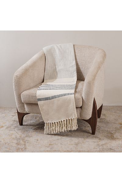Boutique Blanche Texture woven throw 130*170cm blue